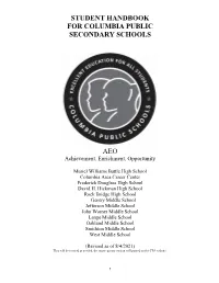 Student Handbook for Columbia Public Secondary Schools