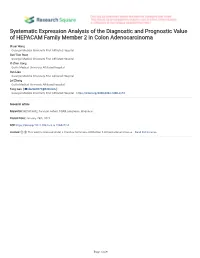 Systematic Expression Analysis of the Diagnostic and Prognostic Value of HEPACAM Family Member 2 in Colon Adenocarcinoma