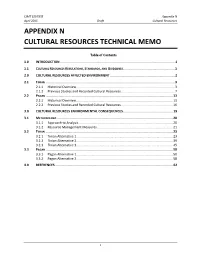 Tech Memo Cultural Resources