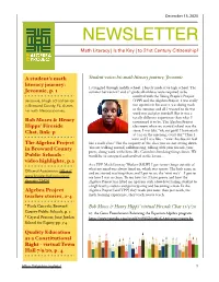 The Algebra Project Newsletter