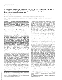 A Model of Long-Term Memory Storage in the Cerebellar Cortex: a Possible Role for Plasticity at Parallel Fiber Synapses Onto Stellate͞basket Interneurons