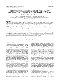 Attitudes Towards a Borderline Personality