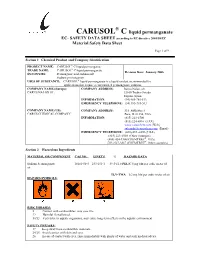 CARUSOL C Liquid Permanganate EC- SAFETY DATA SHEET According to EC Directive 2001/58/EC Material Safety Data Sheet