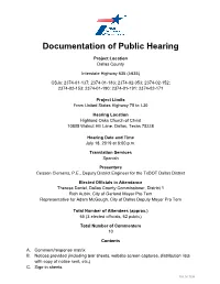 Documentation of Public Hearing