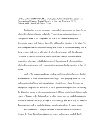 GOOD, ADRIAN BRINTON, M.A. Investigating Relationships with Alcohol: the Construction of Meaning Through Narrative in Interview Situations