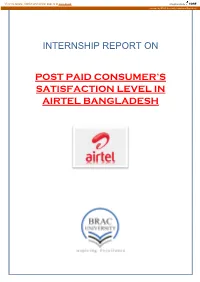 Internship Report on Post Paid Consumer's
