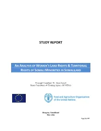 Study Report an Analysis of Women's Land Rights &Territorial Rights Of