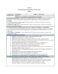 Unit 1 Technology Curriculum Prek-3Rd 2018