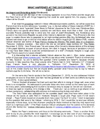 What Happened at the 2015 Synod? Part H
