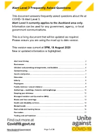 Alert Level 3 Frequently Asked Questions