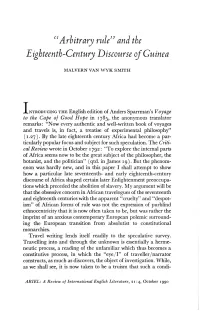 Cc Arbitrary Rule" and the Eighteenth-Century Discourse Ojguinea