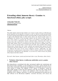 Extending Ethnic Humour Theory: Genuine Vs. Functional Ethnic Jokе Scripts