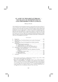 The Legality of the Deportation of Long-Term Residents from Australia