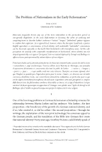 The Problem of Nationalism in the Early Reformation*