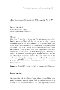 An Alternative Approach to the Dilemma of 2 Kgs 3:27 | 7