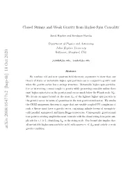 Closed Strings and Weak Gravity from Higher-Spin Causality