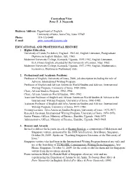 Curriculum Vitae Peter F
