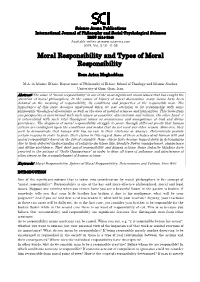 Moral Responsibility and Types of Moral Responsibility