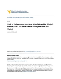 Study of the Resonance Spectrums of the Flute and the Effect of Different Stable Vowels on Formant Tuning with Violin and Clarinet