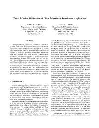 Toward Online Verification of Client Behavior in Distributed Applications