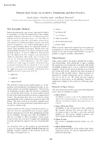 Towards Open Science in Acoustics: Foundations and Best Practices