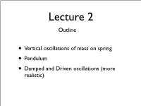Vertical Oscillations of Mass on Spring • Pendulum • Damped and Driven