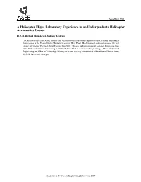 A Helicopter Flight Laboratory Experience in an Undergraduate Helicopter Aeronautics Course