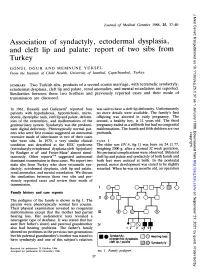 Association of Syndactyly, Ectodermal Dysplasia, and Cleft Lip and Palate: Report of Two Sibs from Turkey