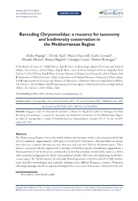 Barcoding Chrysomelidae: a Resource for Taxonomy and Biodiversity Conservation in the Mediterranean Region