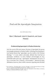 Paul and the Apocalyptic Imagination