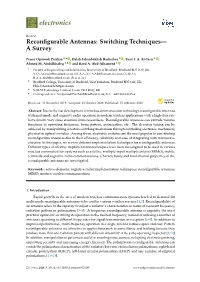 Reconfigurable Antennas: Switching Techniques— a Survey