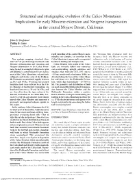 Structural and Stratigraphic Evolution of the Calico Mountains
