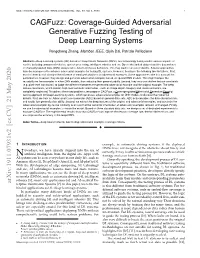 Coverage-Guided Adversarial Generative Fuzzing Testing of Deep Learning Systems