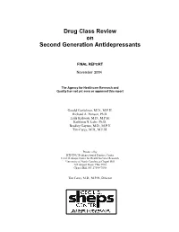 Drug Class Review on Second Generation Antidepressants