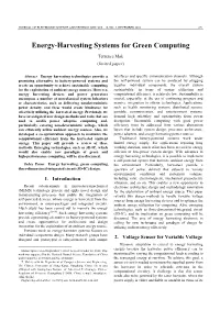 Energy-Harvesting Systems for Green Computing