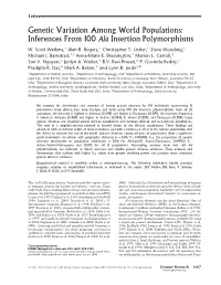Genetic Variation Among World Populations: Inferences from 100 Alu Insertion Polymorphisms W