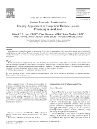 Imaging Appearances of Congenital Thoracic Lesions Presenting in Adulthood