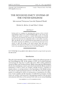 THE DEVOLVED PARTY SYSTEMS of the UNITED KINGDOM Sub-National Variations from the National Model