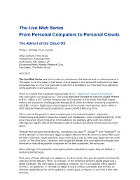 The Live Web Series from Personal Computers to Personal Clouds