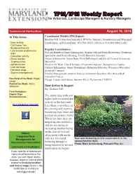 TPM/IPM Weekly Report for Arborists, Landscape Managers & Nursery Managers