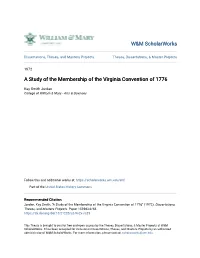 A Study of the Membership of the Virginia Convention of 1776