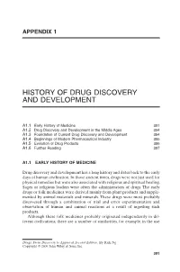 Appendix 1: History of Drug Discovery and Development