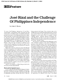 José Rizal and the Challenge of Philippines Independence