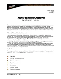 Nickel Cadmium Batteries Application Manual