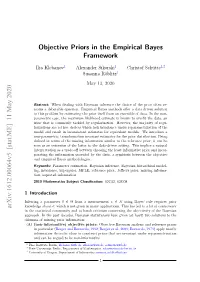 Objective Priors in the Empirical Bayes Framework Arxiv:1612.00064V5 [Stat.ME] 11 May 2020