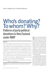 Patterns of Party Political Donations in New Zealand Under MMP