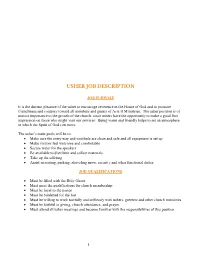 Usher Job Description