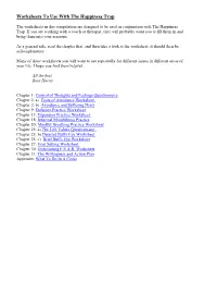 Worksheets to Use with the Happiness Trap