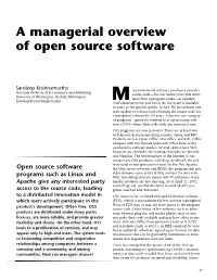 A Managerial Overview of Open Source Software