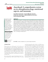 Amarkand: a Comprehensive Review on Its Ethnopharmacology, Nutritional Aspects, and Taxonomy